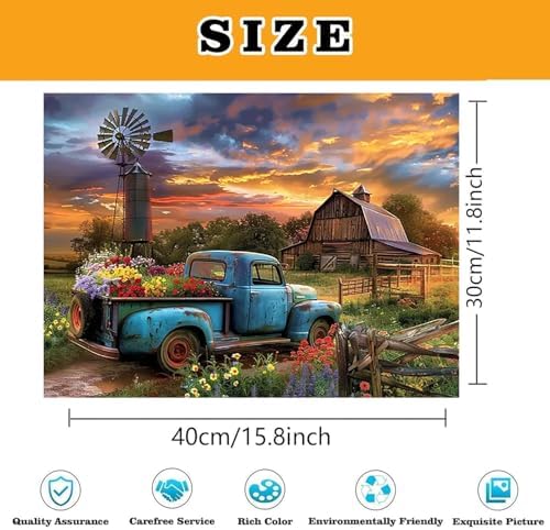 Farmhouse Truck Flower Paint by Numbers Kit for Adults Canvas,Frameworkless - Image 3