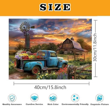 Farmhouse Truck Flower Paint by Numbers Kit for Adults Canvas,Frameworkless - Image 3