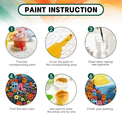 Framed Paint by Numbers Kit for Adults Beginner & Kids Ages 8-12, Landscape Flowers Adult Paint by Number Kits on Canvas with Frame, DIY Number Painting for Adults for Home Decor Gift 8 x 12 Inch - Image 6