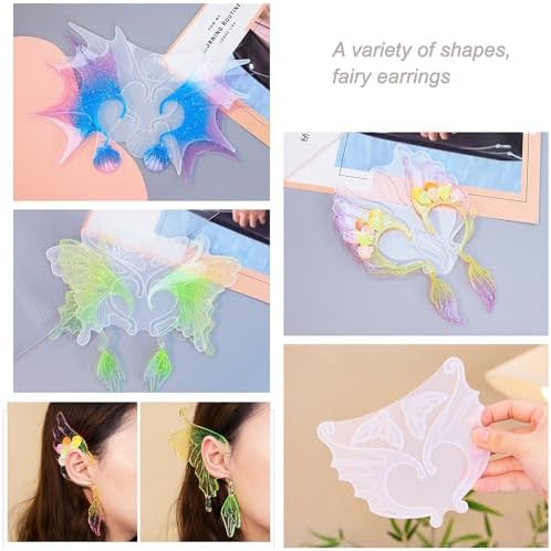 5 Set Earrings Silicone Resin Mold Ear Loop Butterfly Shaped Epoxy Silicone Casting Molds Hoops for Rings Jewelry Ornament Earring Eardrop Hooks, 3D DIY Making Women Earrings Decor Crafts - Image 3