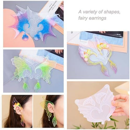5 Set Earrings Silicone Resin Mold Ear Loop Butterfly Shaped Epoxy Silicone Casting Molds Hoops for Rings Jewelry Ornament Earring Eardrop Hooks, 3D DIY Making Women Earrings Decor Crafts - Image 3