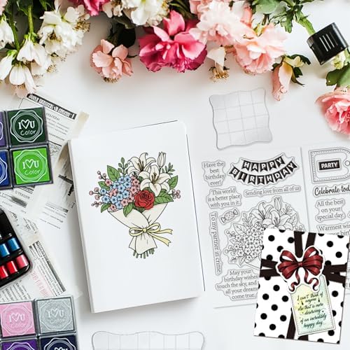 6 Pcs Clear Stamps for Birthday Card Making Supplies 20 Ink Pad - Image 7
