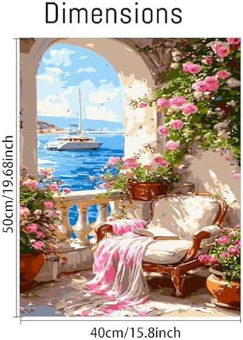 YarnMate Scenery Paint by Numbers for Adults,Resting by Lake Paint by Number for Adults Beginner,Easy Acrylic Paint by Number on Canvas for Relax and Home Wall Decor 16X20 Inch (Without Frame) - Image 2