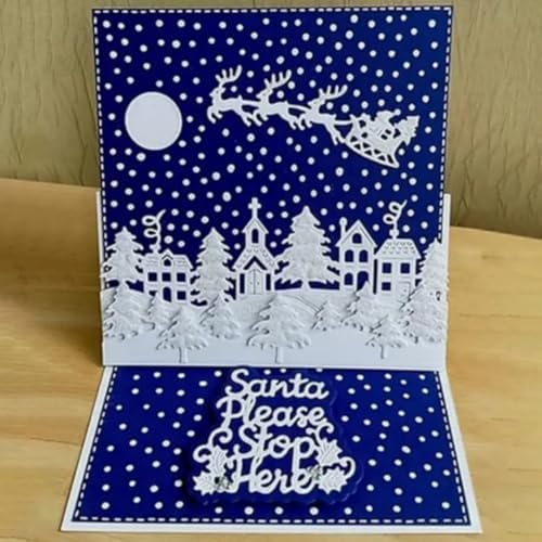 Scrapbooking Die-Cuts, Christmas Metal Cutting Dies for Card Making, Paper Craft Punch Template, Background Embossing Stencils, DIY Album Décor (Christmas Tree and Deer House-14x10.8cm) - Image 3