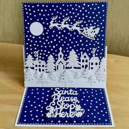 Scrapbooking Die-Cuts, Christmas Metal Cutting Dies for Card Making, Paper Craft Punch Template, Background Embossing Stencils, DIY Album Décor (Christmas Tree and Deer House-14x10.8cm) - Image 3