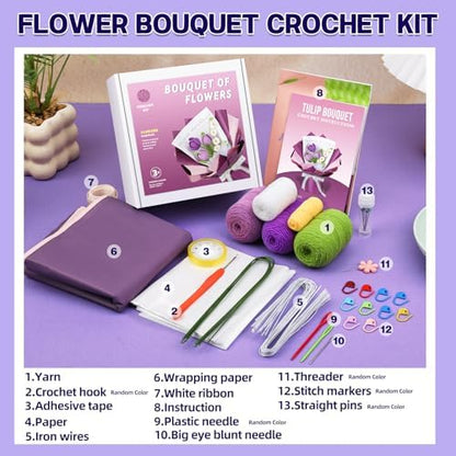 Iuuidu Crochet Kit for Beginners, Flower Bouquet Crochet Kit - Image 2