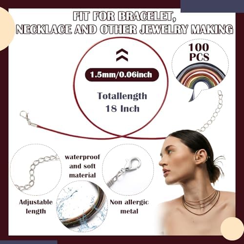 Tudomro 100 Waxed Leather Necklace Cord with Clasp,Earth Tone,18 Inch - Image 4