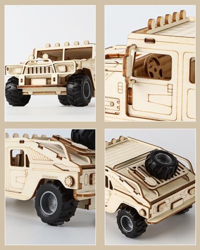 3D Wooden Puzzles Off-Road Model Car Kits to Build for Adults - Image 3