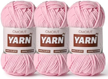 3 Packs Plush Chenille Chunky Crochet Yarn - Baby Yarn for Crocheting Soft - Velvet Yarns Knitting for Blankets Crafts - Fluffy Amigurumi Yarns 300g / 393yd (3 Pink) by OMoiut