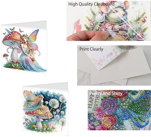 TDFERAN Diamond Painting Blank Cards Set of 6 Greeting Cards Butterfly Fairy Wedding Greetings Card Birthday Greeting Sympathy Thinking of You Card Adult Party Invitations All Occasion - Image 4