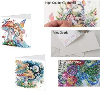 TDFERAN Diamond Painting Blank Cards Set of 6 Greeting Cards Butterfly Fairy Wedding Greetings Card Birthday Greeting Sympathy Thinking of You Card Adult Party Invitations All Occasion - Image 4