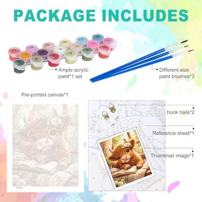 Highland Cow Paint by Numbers Kit for Adults, Oil Painting Canvas 16x20inch - Image 6