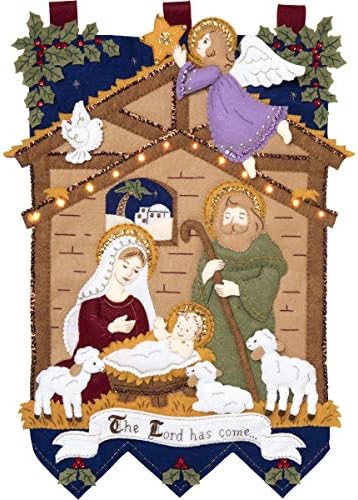 Bucilla 89220E Felt Applique Christmas Wall Hanging Kit, 16" x 22", Away in The Manger - Image 2