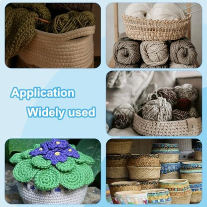 PATIKIL 10" Diameter Crochet Basket Bottom Wood Color 4Pcs - Image 4