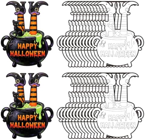 24 Pcs Halloween Coloring Wreath Crafts Color Your Own Witch Pot Crafts by Sereliy