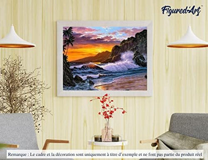 Figured'Art Paint by Numbers Kit for Adults with Frame Cliff and Waves 16"x20" - Craft Art Painting DIY Kit Canvas Already Stretched on a Wooden Frame - Image 4