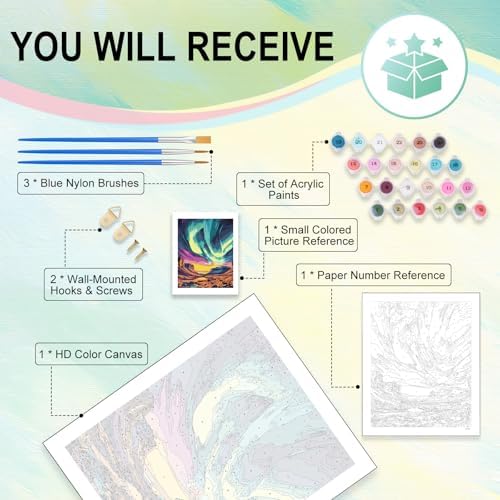 Paint by Numbers Kit for Adults, Aurora DIY Painting Kit, 16x20 Inch - Image 4