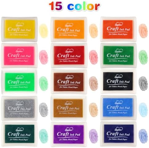 Lsushine 15 Colors Craft Ink Pads, Washable Stamp Pads for DIY Stamping - Image 2