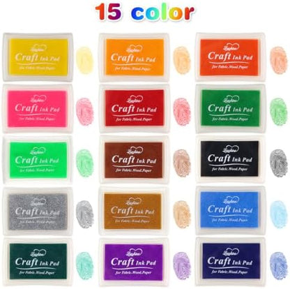 Lsushine 15 Colors Craft Ink Pads, Washable Stamp Pads for DIY Stamping - Image 2