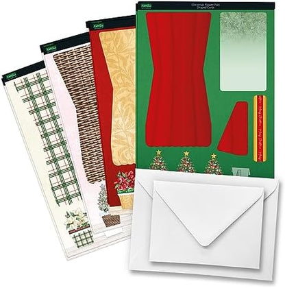 Katy Sue Christmas Flower Pots Card Making Kit. Contains 8 x 300 GSM Cards, Envelopes, 3D Die-Cut Decoupage, Paper Bows, Sticky Foam Pads & 2 Sheets of Christmas Sentiment Banners - Image 4