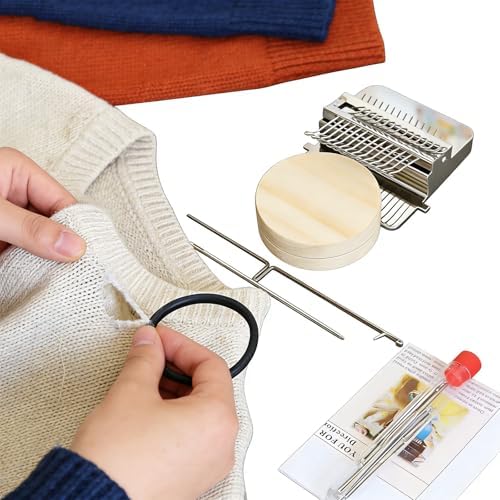 Complete Darning Loom Kit for Clothes Repair & Mini Weaving | Includes Wooden Loom, 14 Needles, Elastic Bands, Stitch Markers | Portable Sewing/Mending Tool for Socks, Sweaters - Image 2