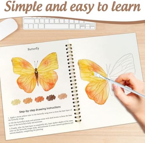 Watercolor Workbook, Water Coloring Book, 12 Different Patterns of Original DIY Designs, 18 Colors Watercolor Set, Beginner-Friendly Watercolor Workbooks (Animals), Perfect Gifts for Adults - Image 4