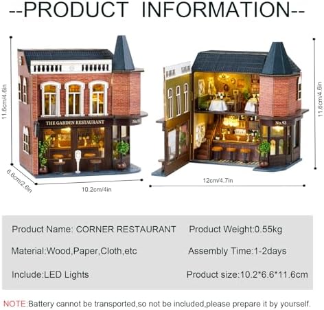 CUTEROOM DIY Miniature House Kit Wooden Craft for Adult-Garden Restaurant - Image 3