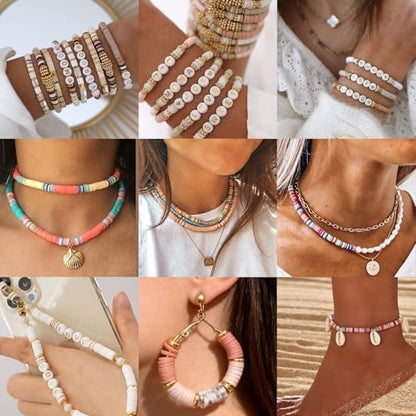 Sunlode Clay Beads Bracelet Making Kit, 3 Boxes 15,000PCS Boho Color with Letter Beads, Charms and Elastic Strings, DIY Jewelry Set for Friendship Bracelets Crafts Gift - Image 3