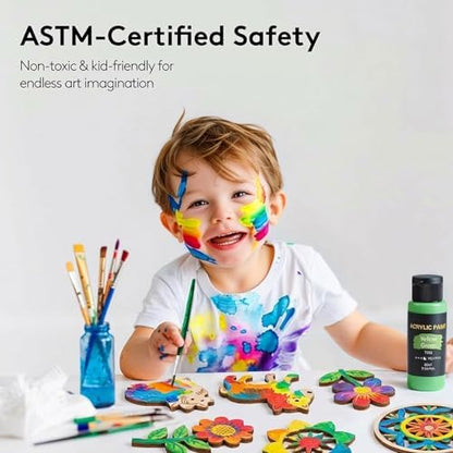 Acrylic Paint Set with 12 Art Brushes, 36 Colors (2 oz/Bottle) Acrylic Paint for Painting Canvas, Wood, Ceramic and Fabric, Paint Set for Beginners, Students and Professional Artist, Rich Pigments - Image 5