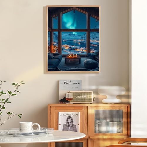 Aurora Paint by Numbers Kit for Adults Beginner, Snowy Mountain Lake Scenery Adult Paint by Number Kits on Canvas Without Frame, Acrylic Painting by Numbers for Home Decor Gift 16” W x 20”L - Image 2