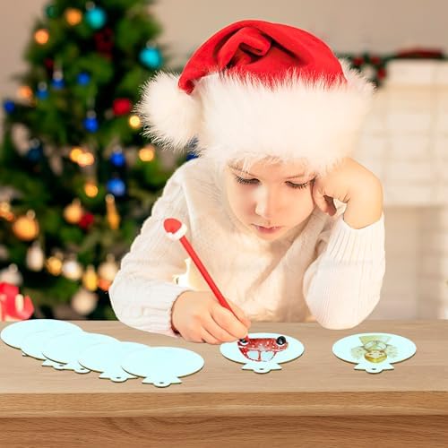 50PCS 4" Blank Wooden Ornaments for Crafts with Plaid Bows and Beads - Image 6