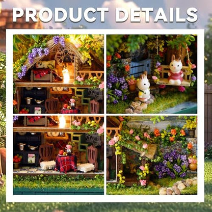 Flever Dollhouse Miniature DIY House Kit Creative Room with Furniture and Cover for Romantic Valentine's Gift(Countryside Notes) - Image 3