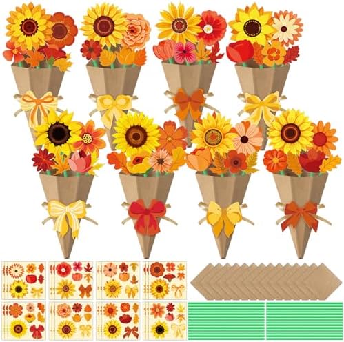 Motipuns 24 Set Sunflower Thanksgiving DIY Bouquet Craft Kit Fall Gifts by Motipuns