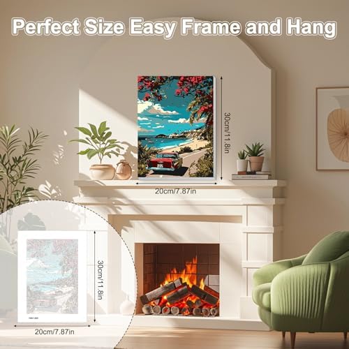 TOSTOG Seaside Road Framed Canvas Paint by Numbers Art Kit for Adults and Kids, Beginner Acrylic Oil Painting Supplies with Wooden Frame for Home Wall Decor 20 * 30 cm/8 * 11.8 in - Image 6