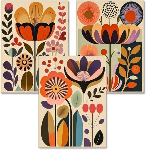 3 Pack Cute Flower Paint by Numbers Kit for Adults Beginner (Without Frame) by KICHANG