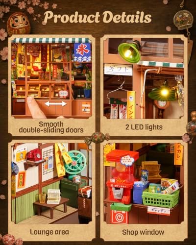ROBOTIME Japanese Book Nook 3D Wooden Puzzles, Vintage Miniature Shop House - Image 3