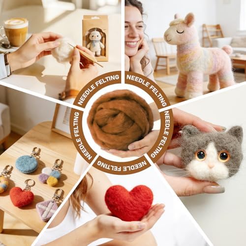 3.4oz Needle Felting Wool Downtown Brown for DIY Needle Craft Enthusiasts - Image 4