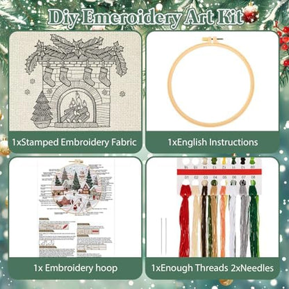 RUIQLXHANG Christmas Embroidery Kit, Christmas Gnomes Embroidery Kits for Beginners with Pattern, Cotton Threads, Needles, Instruction, 20cm Hoop, Gift for Mom, Grandma (Holly Bauble) - Image 3