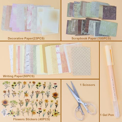 Koqye 215PCS Scrapbook Paper Pack & Junk Journal Kit (Tangerine Dream) - Image 2