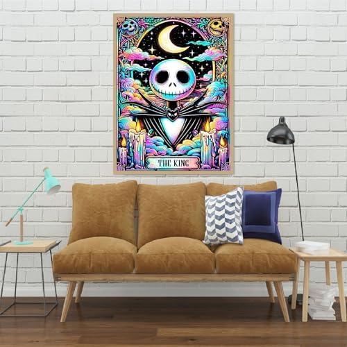 Eiazuiks Halloween Stamping Cross Stitch Kit, Skeleton Halloween Counting Cross Stitch Kit for Adult Beginners, Full Line DIY Stitching Kit for Home Decor Cross Stitch Patterns 12x16 inches - Image 4