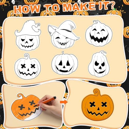 48 Pcs Halloween Pumpkin Coloring Crafts Color Your Own Bookmark - Image 6