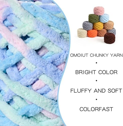 3 Pack Plush Chenille Chunky Yarn 100g (49.2yd) - Fluffy Velvet Yarn Crochet for Blanket Knitting and Crocheting - Baby Yarns for Crocheting Soft - Amigurumi Yarns (3 Candyfloss) - Image 2