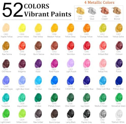 Caliart 52 Colors Acrylic Paint Set with Painting Brushes - Image 3