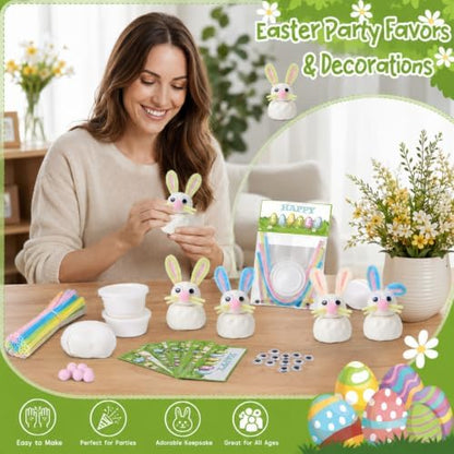 ForraFun 24 Sets Easter Craft Kits DIY Bunny Clay Ornaments for Adult - Image 6