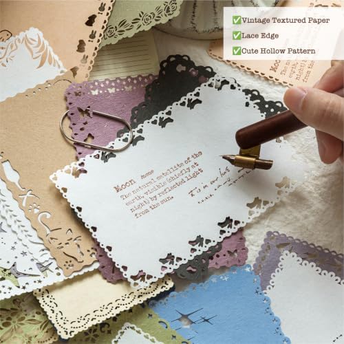 60Pcs Lace Textured Scrapbook Paper Kit, Hollow Rice Decoupage Paper - Image 2