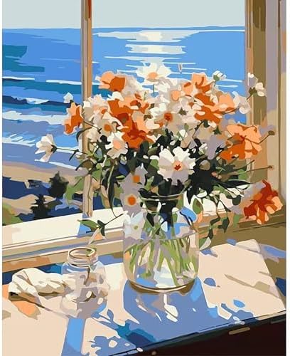 NKVNKV Paint by Numbers Kit for Adults Beginners - Floral Series, DIY Flower Canvas for Panting Kits for Gift and Wall Room Decoration 16x20 Inch (Without Frame) by NKVNKV