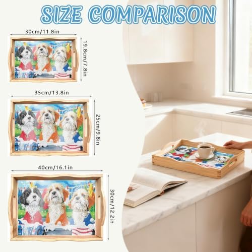 DOTSOPS Dog Diamond Painting Wooden Serving Tray with Handle for Adults - Image 5