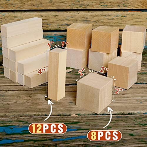 Basswood Carving Blocks, 20PCS Whittling Wood Blocks Kit with 2 Different Sizes, Bass Wood for Carving Easy to Use, for Kids and Adults - Image 2