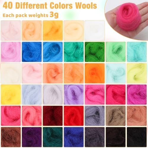 Mayboos Needle Felting Starter Kit, Wool Roving 40 Colors Set - Image 2