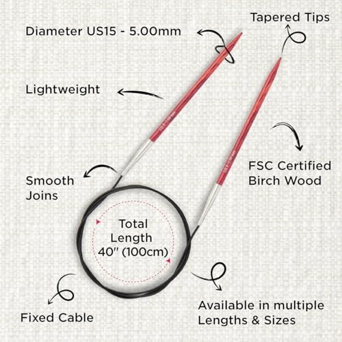 KnitPro Dreamz Fixed Circular Needles 40" (100cm) | US Size 8 (5mm) - Image 3